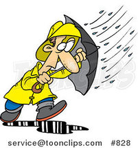 Cartoon Guy Caught in a Nasty Rain Storm by Toonaday