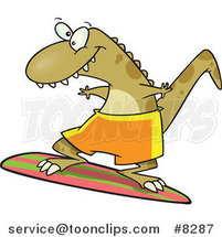 Cartoon Surfer Dinosaur by Toonaday
