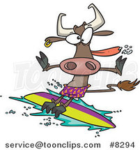 Cartoon Surfer Cow by Toonaday