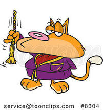 Cartoon Spoiled Cat Ringing a Bell by Toonaday
