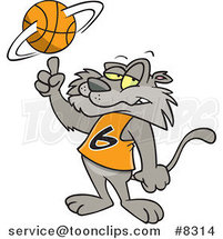 Cartoon Big Cat Spinning a Basketball by Toonaday