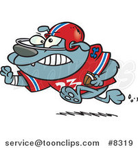 Cartoon Football Bulldog Running with a Straight Arm by Toonaday