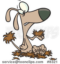 Cartoon Dog with Alopecia, Sitting on a Pile of Hair by Toonaday