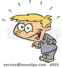 Cartoon Super Surprised Blond Boy in His Pajamas by Toonaday