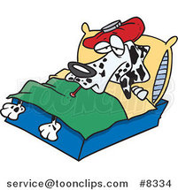 Cartoon Sick Dalmatian in Bed by Toonaday