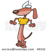 Cartoon Wiener Dog Wearing a Short T Shirt by Toonaday