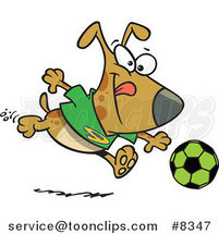 Cartoon Dog Playing Soccer by Toonaday