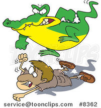 Cartoon Crocodile Stomping on a Hunter by Toonaday