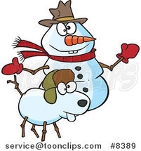 Cartoon Snow Dog and Snowman by Toonaday