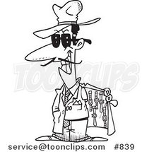 Cartoon Line Art Design of a Knock off Salesman Selling Watches by Toonaday