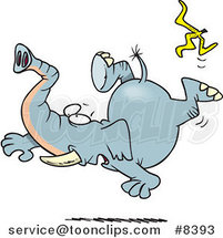 Cartoon Elephant Slipping on a Banana Peel by Toonaday