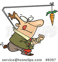 Cartoon Business Man Chasing a Carrot Lead by Toonaday