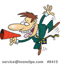 Cartoon Business Man Using a Megaphone by Toonaday