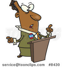 Cartoon Black Politician at a Podium by Toonaday