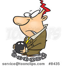 Cartoon Chained Business Man Carrying a Ball by Toonaday