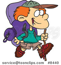 Cartoon Hiking Boy with Camping Gear by Toonaday