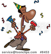 Cartoon Black Business Man Celebrating at a Party by Toonaday