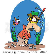 Cartoon Guy Wearing a Snorkel Mask and Golfing Underwater by Toonaday