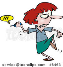 Cartoon Business Woman Fed up with Her Cell Phone by Toonaday
