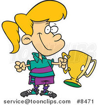 Cartoon Soccer Girl Holding a Trophy by Toonaday