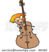 Cartoon Girl Playing a Giant Bass by Toonaday