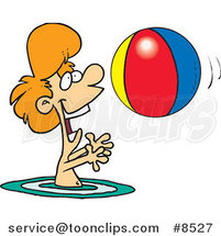 Cartoon Boy Playing with a Beach Ball in the Water by Toonaday