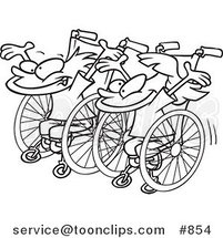 Cartoon Line Art Design of a Boy and Girl Ready for a Wheelchair Race by Toonaday