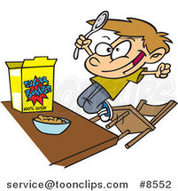 Cartoon Boy Eating Sugary Cereal by Toonaday