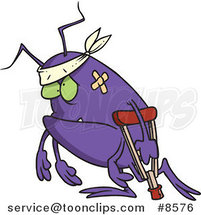 Cartoon Survivor Bug Using a Crutch by Toonaday