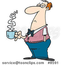 Cartoon Bored Business Man with Coffee by Toonaday