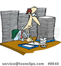 Cartoon Business Man Surrounded by Paperwork by Toonaday