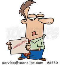 Cartoon Business Man Stealing a Confidential Folder by Toonaday