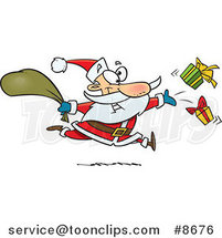 Cartoon Santa Tossing Gifts by Toonaday