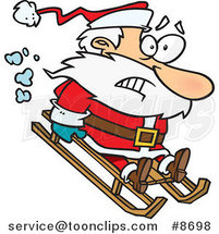 Cartoon Sledding Santa by Toonaday