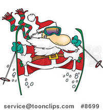 Cartoon Skiing Santa by Toonaday