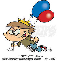 Cartoon Birthday Boy Running with Balloons by Toonaday