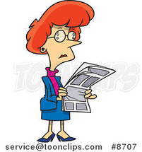 Cartoon Business Woman Reading a Newspaper by Toonaday