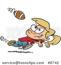 Cartoon Running Girl Catching a Football by Toonaday