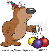 Cartoon Birthday Bear with Deflating Balloons by Toonaday