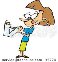 Cartoon Business Woman Tearing up Paperwork by Toonaday