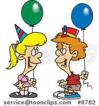Cartoon Birthday Boy and Girl with Balloons by Toonaday