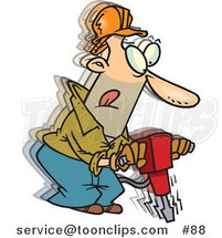 Cartoon Construction Worker Guy Operating a Jackhammer Tool by Toonaday