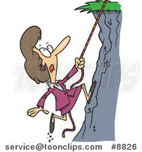 Cartoon Business Woman Climbing a Hillside by Toonaday