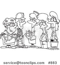 Cartoon Line Art Design of a Group of Ladies from Different Occupations by Toonaday