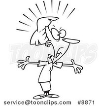 Cartoon Black and White Line Drawing of a Complaining Business Woman by Toonaday