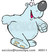 Cartoon Polar Bear Walking Upright by Toonaday