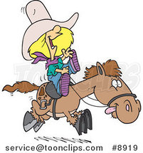Cartoon Cowgirl Riding a Pony by Toonaday