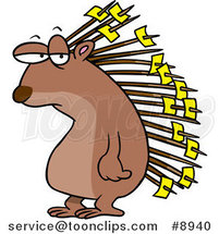 Cartoon Porcupine with Memos on His Quills by Toonaday