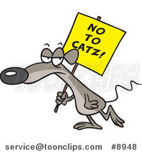 Cartoon Mouse Carrying a No to Catz Sign by Toonaday