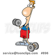 Cartoon Flimsy Armed Guy Lifting Weights by Toonaday